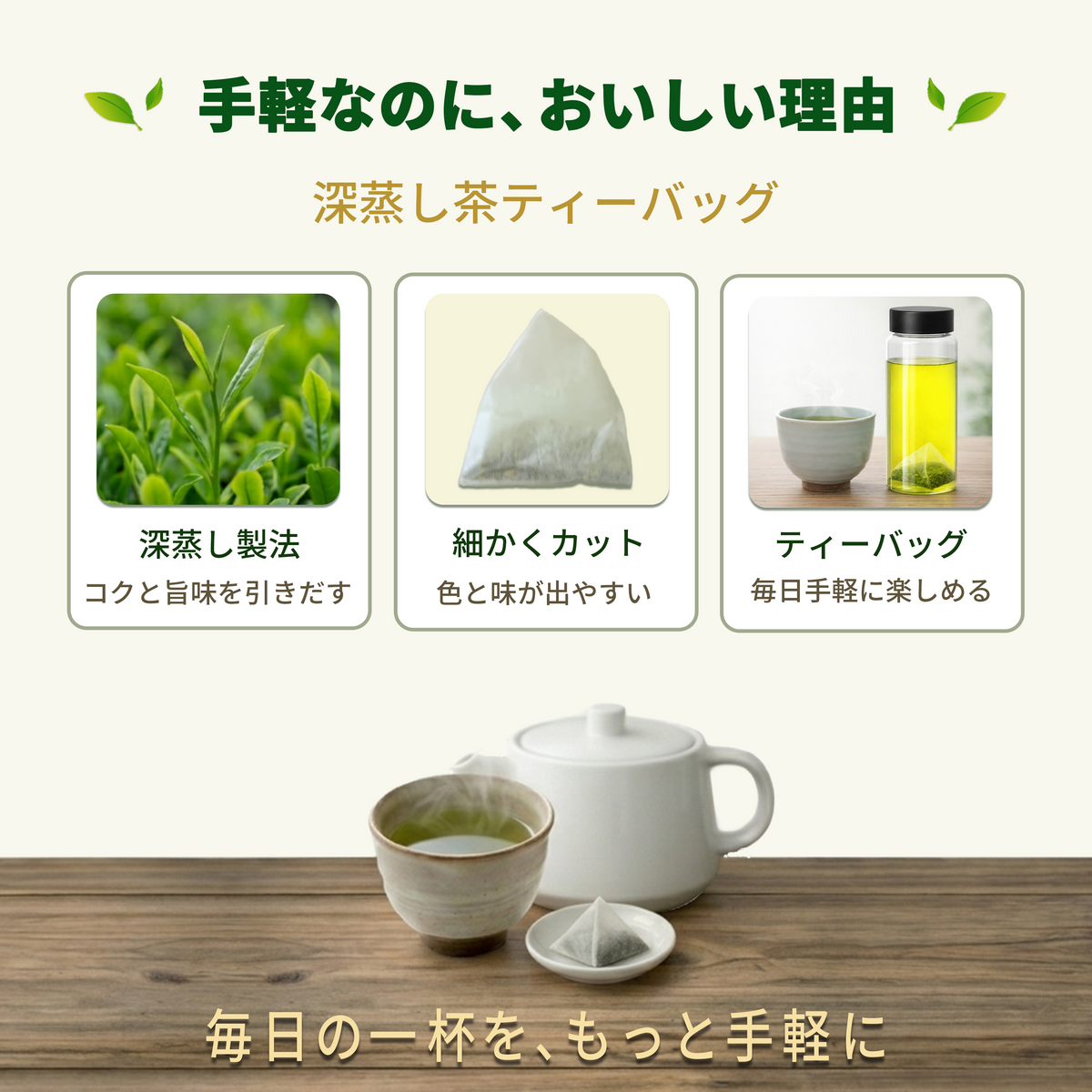 贅沢な深蒸し緑茶ティーバッグ 2.5g×100P